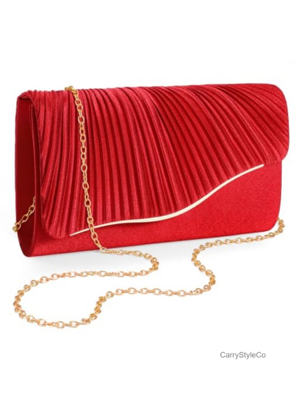 Satin Evening Clutch with Detachable Chain – Women's Crossbody Wedding Purse
